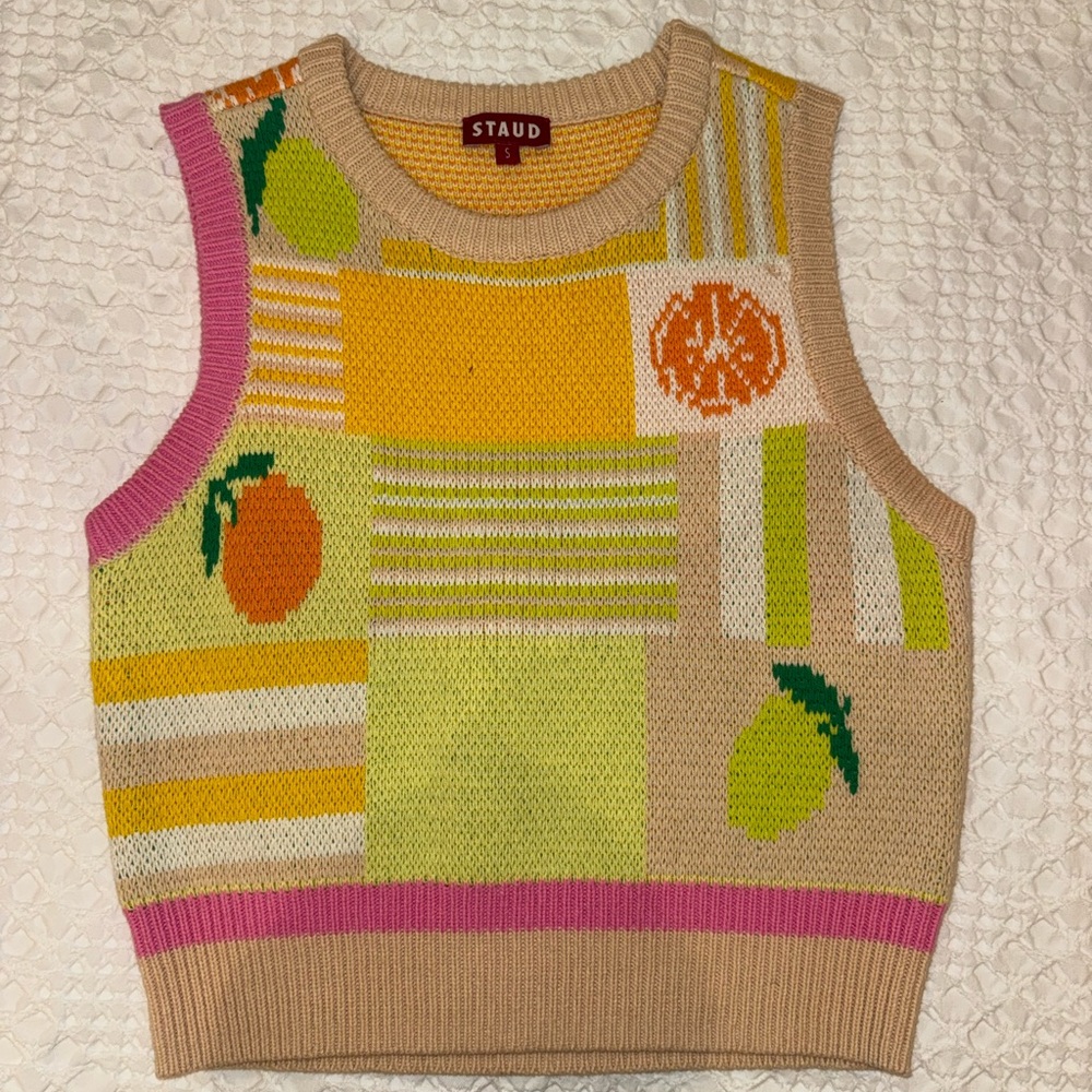 Staud Multicolor Patchwork Knit Tank - image 1